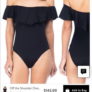 Trina Turk off-shoulder one piece swimsuit black size 6